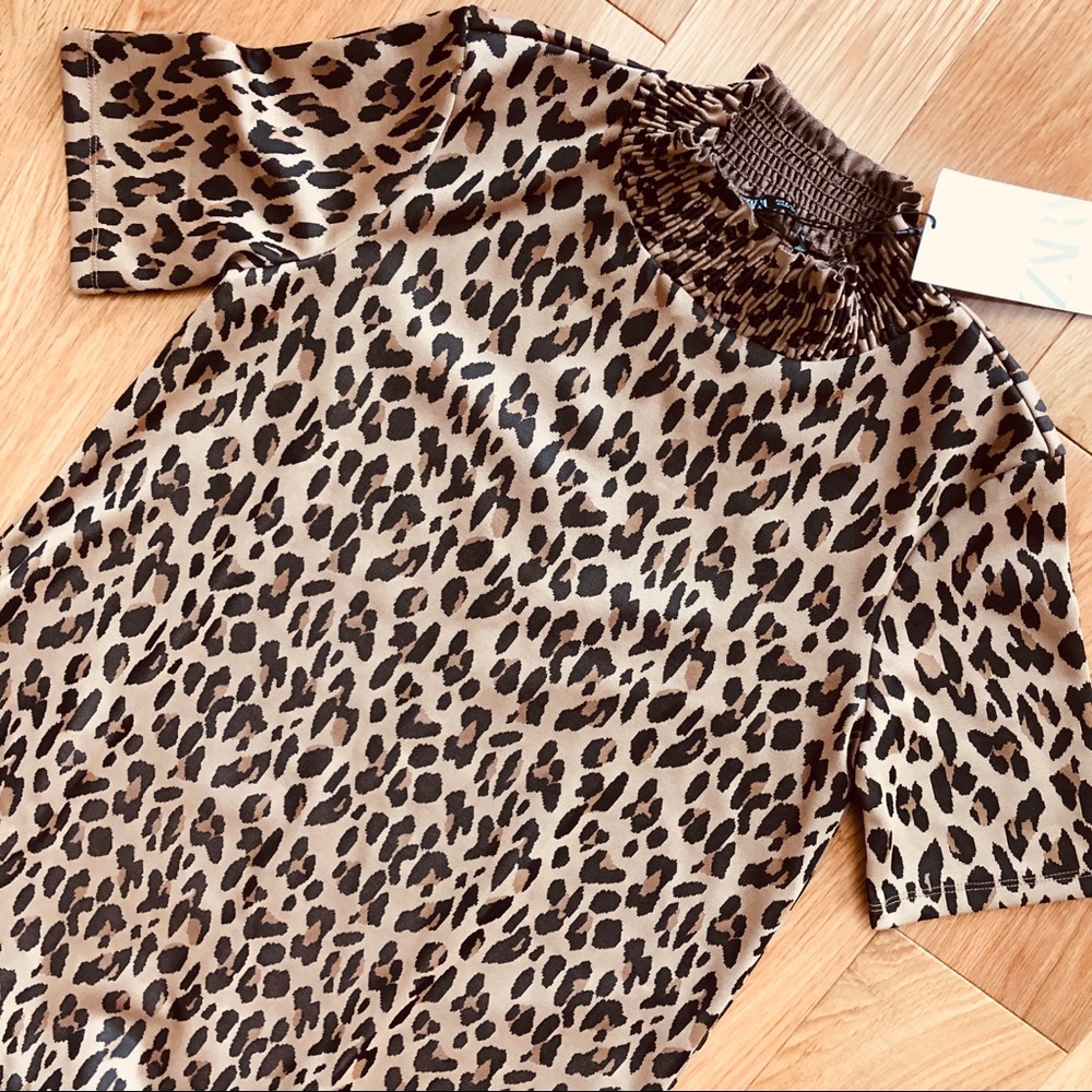 NWT Zara Leopard Print Jacquard Dress - Picture 7 of 8